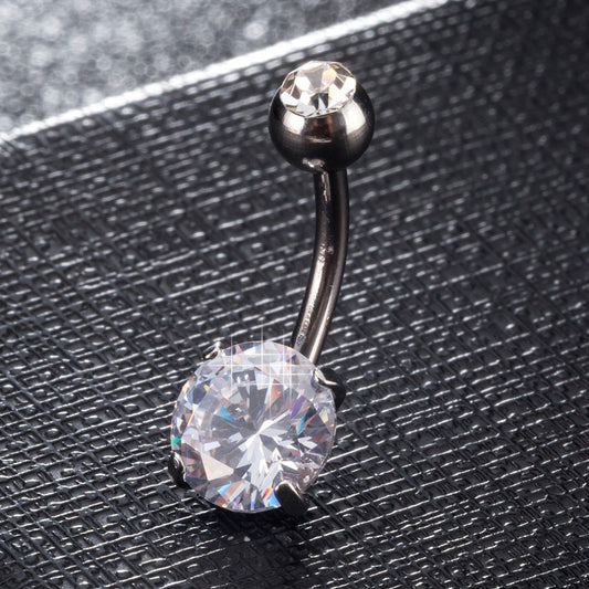 Σκουλαρίκι αφαλού με στρας ασημί