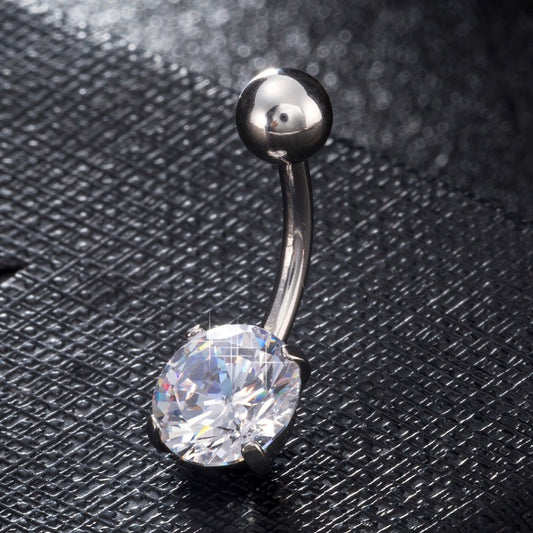 Σκουλαρίκι αφαλού με στρας ασημί