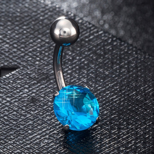 Σκουλαρίκι αφαλού με στρας γαλάζιο