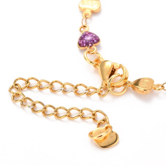 Ατσάλινο βραχιόλι με πολύχρωμες καρδούλες