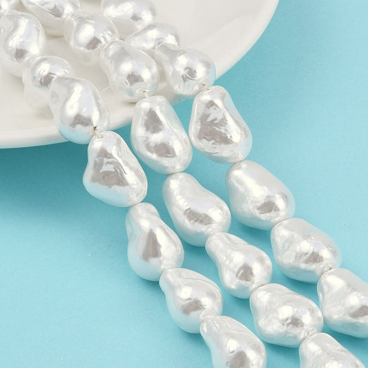 Πέρλα Γυάλινη λευκή ακανόνιστη 22x15mm