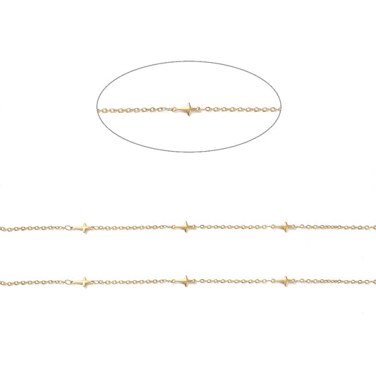 Χρυσή ατσάλινη αλυσίδα με σταυρουδάκια -SSG11