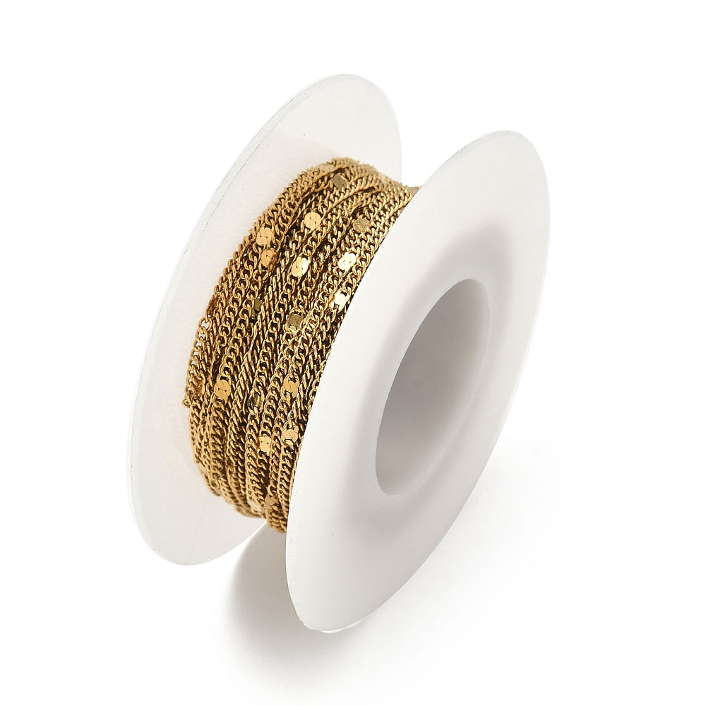 Χρυσή ατσάλινη αλυσίδα με οβάλ στρογγυλά διαστήματα