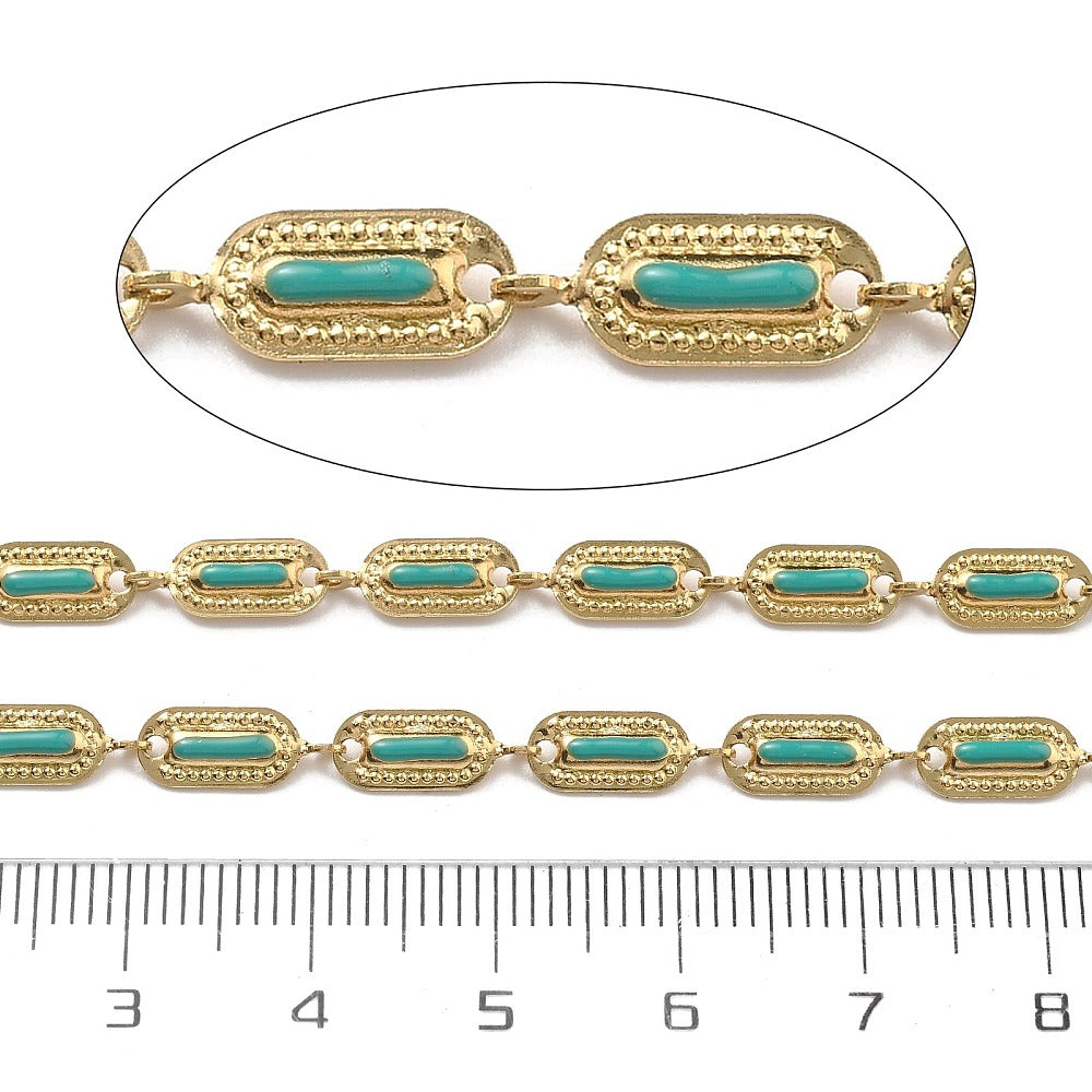 Ατσάλινη αλυσίδα οβάλ με τυρκουάζ σμάλτο 4.5mm