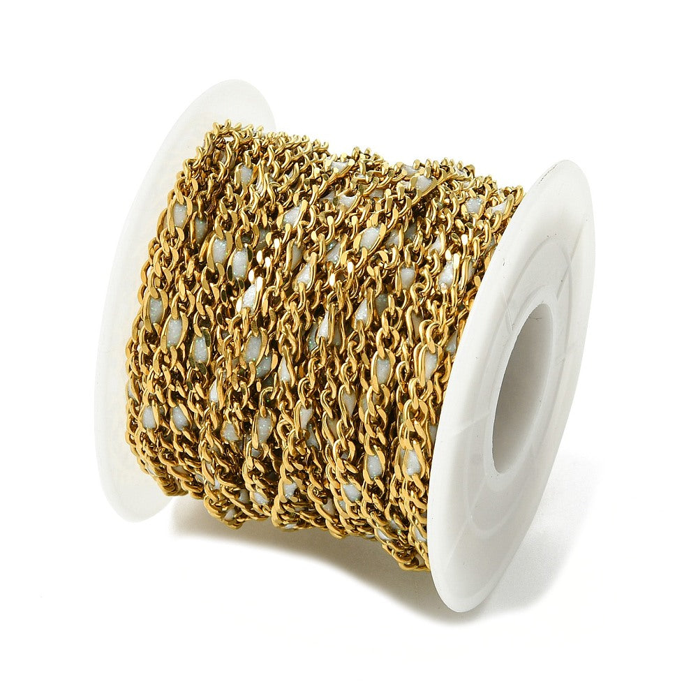 Αλυσίδα Ατσάλινη Figaro Διαμαντέ με Σμάλτο Glitter 2.8x0.8mm