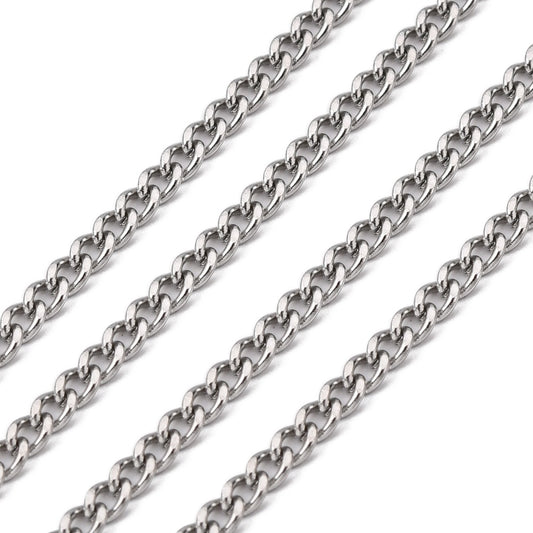Αλυσίδα Ατσάλινη Γκουρμέτ Διαμαντέ 4x2.9x0.8mm