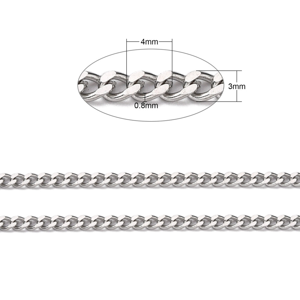 Αλυσίδα Ατσάλινη Γκουρμέτ Διαμαντέ 4x2.9x0.8mm