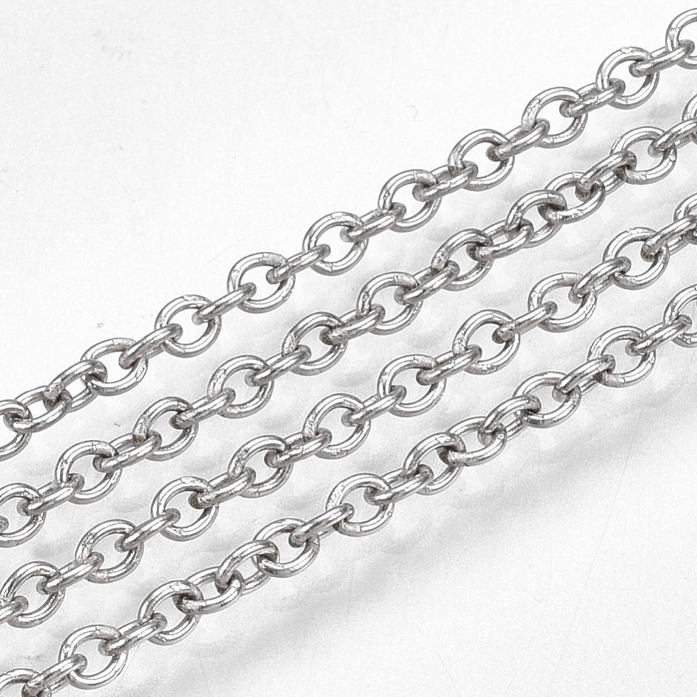 Ασημί ατσάλινη αλυσίδα 2.5mm -SS1