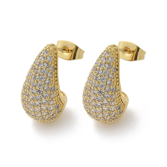 Σκουλαρίκια ατσάλινα σταγόνα με ζιργκόν