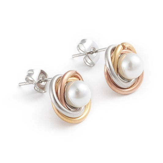 Καρφωτά ατσάλινα σκουλαρίκια με πέρλα