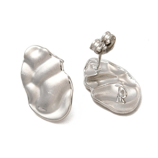 Καρφωτά ατσάλινα σκουλαρίκια φύλλο