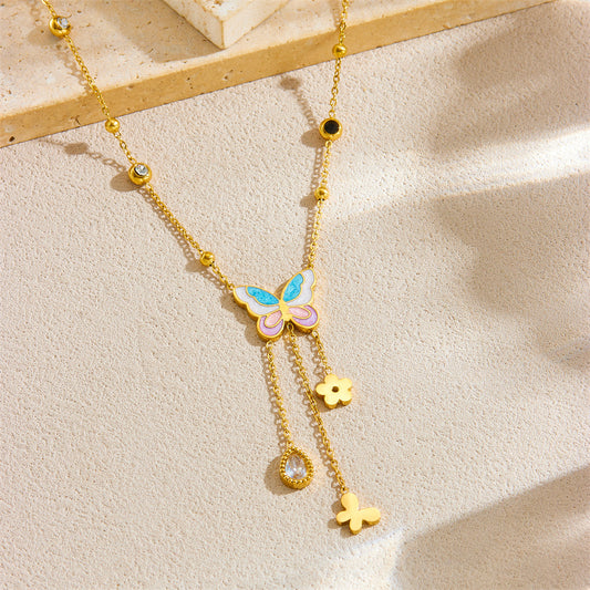 Ατσάλινο κολιέ πεταλούδα