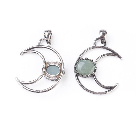 Μενταγιόν φεγγάρι με ημιπολύτιμες