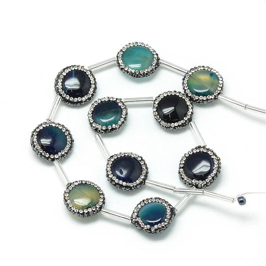 Αχάτης στρογγυλή πέτρα με μαρκασίτη 18mm