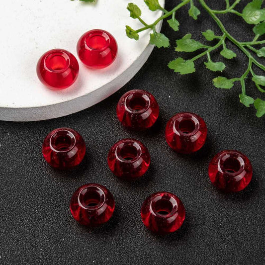 Χάντρες κόκκινες με μεγάλη τρύπα