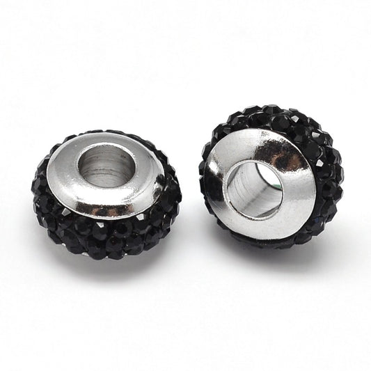 Ατσάλινη Χάντρα με μαύρο Στρας