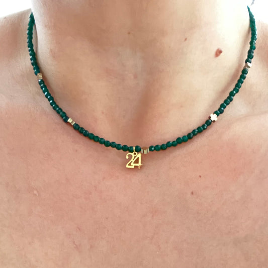 Κολιέ με ημιπολύτιμη πέτρα αχάτη και 24 στοιχείο