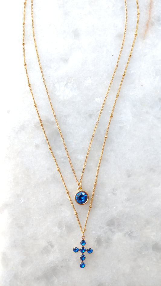 Σετ με στρογγυλό κρύσταλλο και σταυρουδάκι