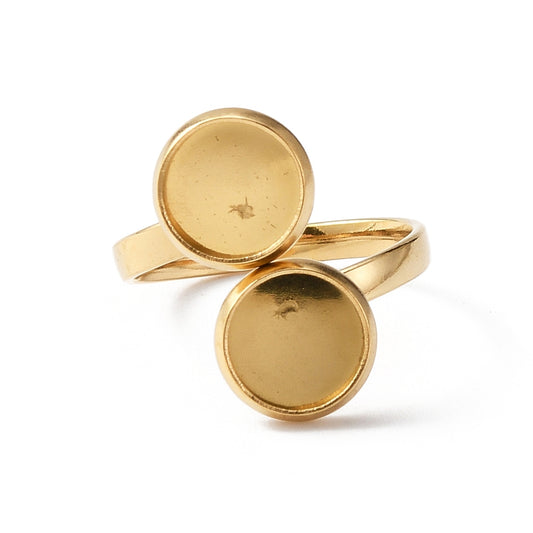 Ατσάλινη χρυσή βάση δαχτυλιδιού με δύο βάσεις