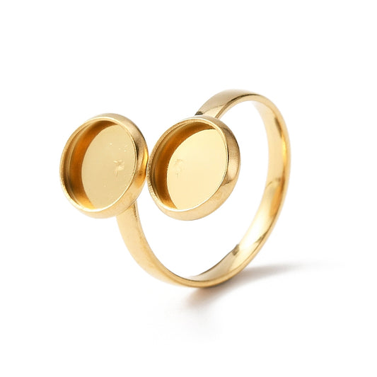 Ατσάλινη χρυσή βάση δαχτυλιδιού με δύο βάσεις