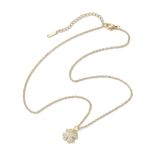 Ατσάλινο κολιέ τετράφυλλο τριφύλλι