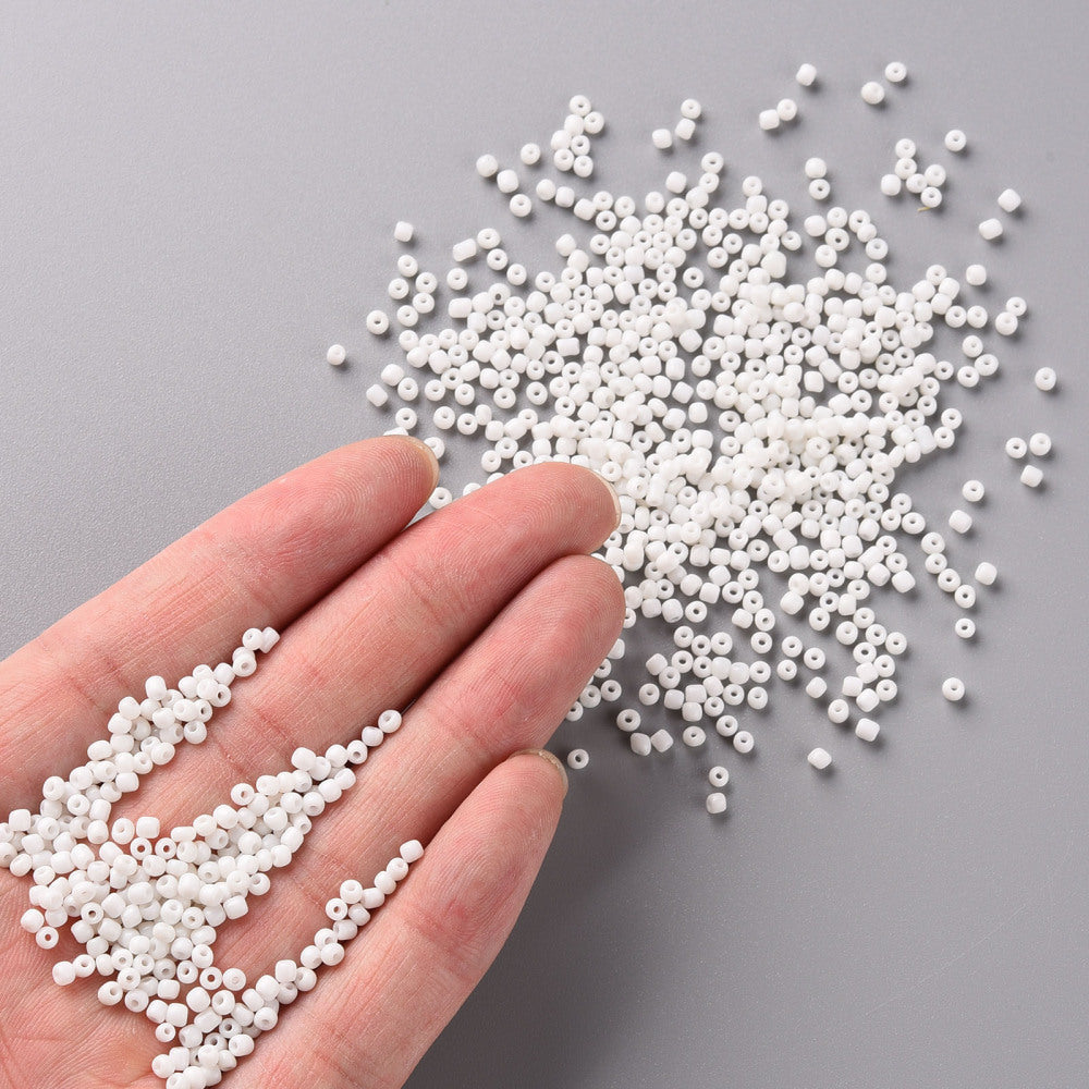 Γυάλινο λευκό χαντράκι 2mm - GLABE201