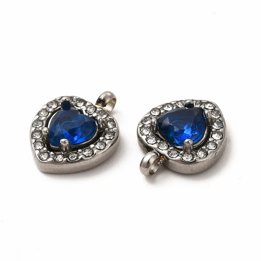 Ατσάλινο Στοιχείο καρδιά με μαύρη πέτρα 13mm