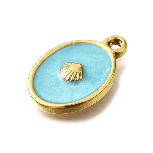 Ατσάλινο Στοιχείο τυρκουάζ κοχύλι 20mm