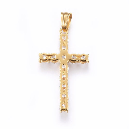 Ατσάλινος χρυσός σταυρός με ζιργκόν 38mm