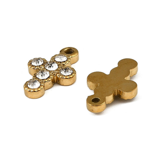 Ατσάλινο Στοιχείο χρυσός σταυρός με ζιργκόν 15mm