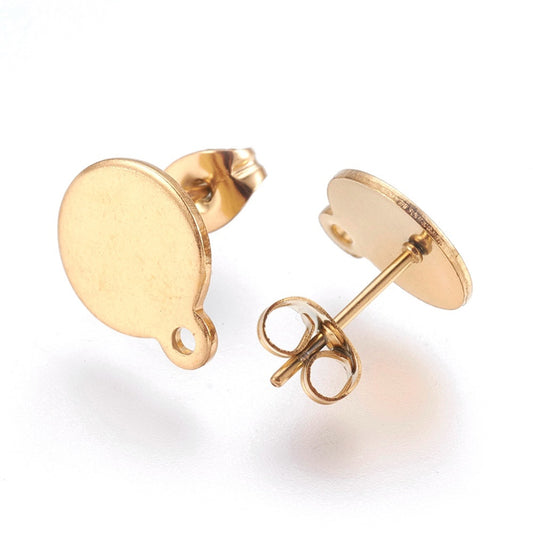 Ατσάλινη επίπεδη βάση σκουλαρικιού 10mm με κρικάκι