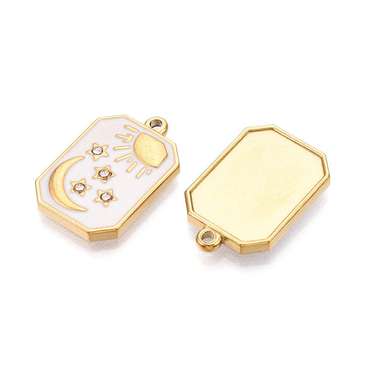 Ατσάλινο Στοιχείο ορθογώνιο με ήλιο και φεγγάρι