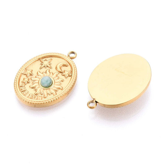 Ατσάλινο Στοιχείο ήλιος με αμαζονίτη 20mm