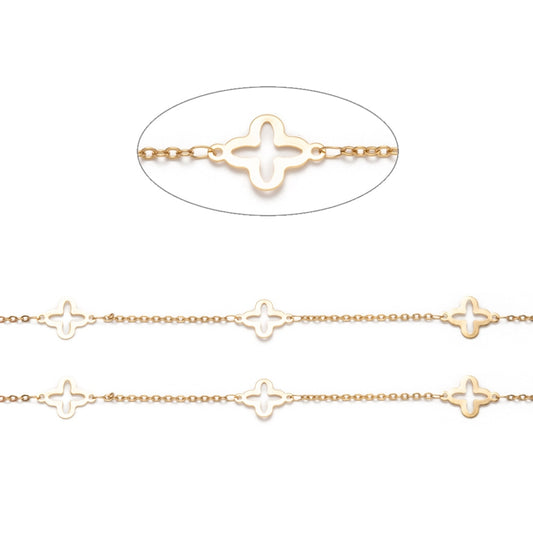 Χρυσή ατσάλινη αλυσίδα με σταυρουδάκια