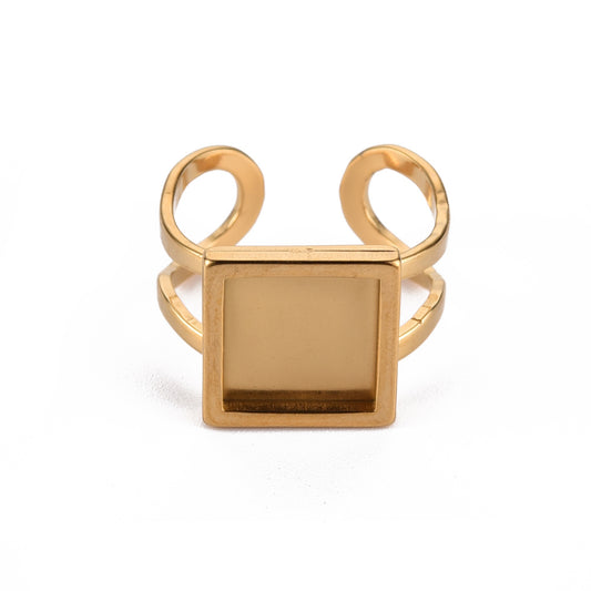 Ατσάλινη χρυσή βάση δαχτυλιδιού 10mm