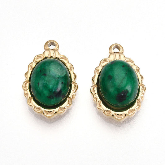 Ατσάλινο μενταγιόν σταγόνα με Ίασπις