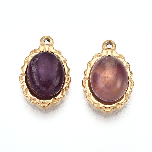 Ατσάλινο μενταγιόν σταγόνα με Αμέθυστο