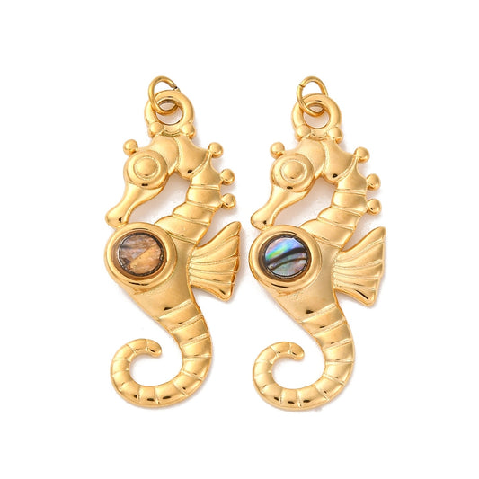 Ατσάλινο Στοιχείο ιππόκαμπος με φυσική πέτρα