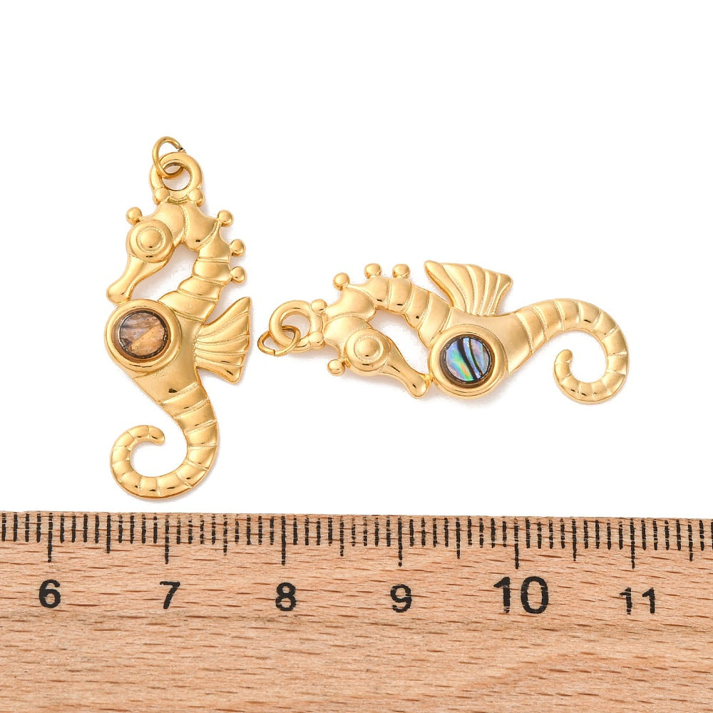 Ατσάλινο Στοιχείο ιππόκαμπος με φυσική πέτρα