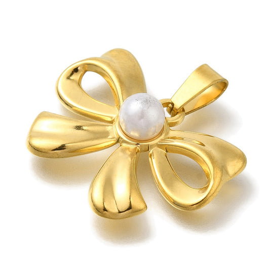 Ατσάλινο Στοιχείο φιόγκος με πέρλα 21mm