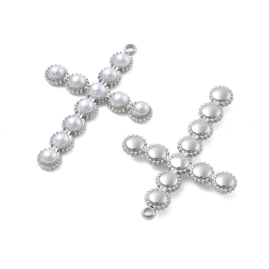 Ατσάλινο Στοιχείο σταυρός με πέρλες 33mm