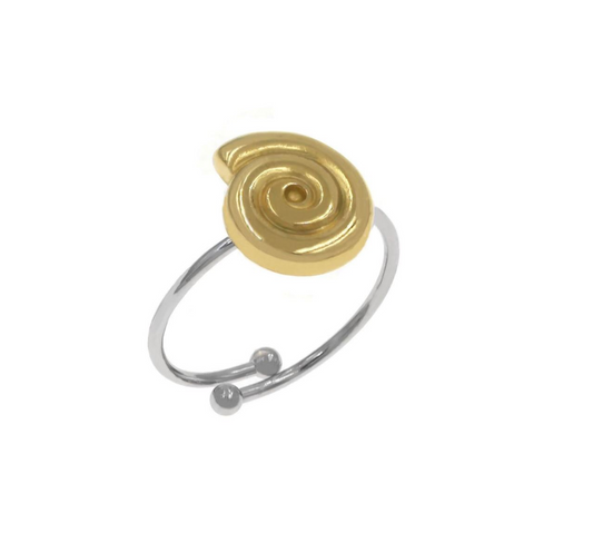 Ατσάλινο δίχρωμο δαχτυλίδι με σπείρα
