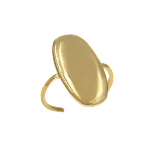 Ατσάλινο οβάλ χρυσό δαχτυλίδι