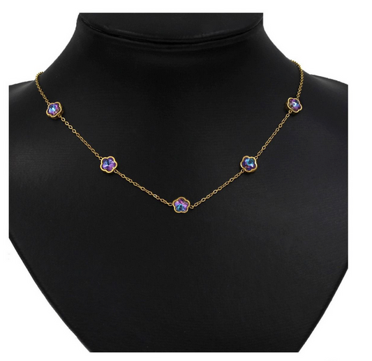 Ατσάλινο κολιέ μαργαρίτες με στρας