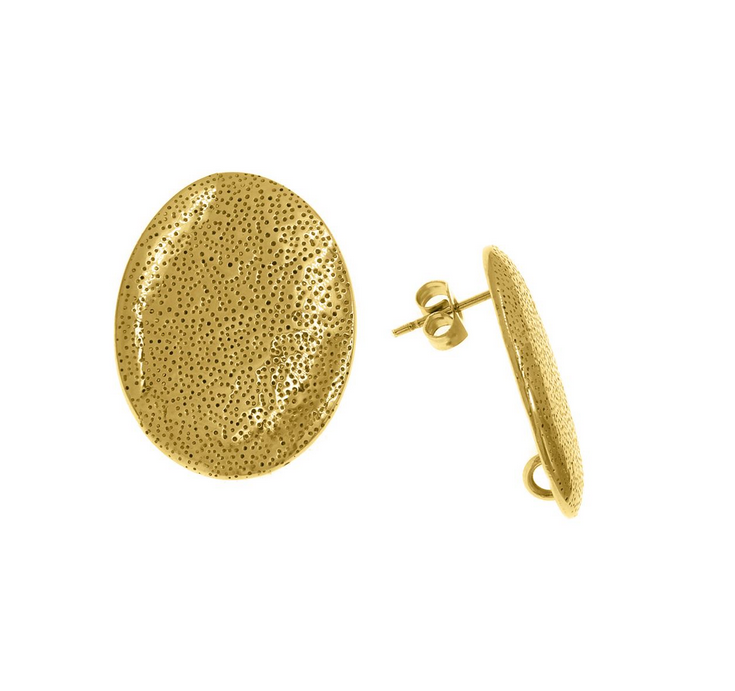 Σκουλαρίκι Ατσάλινο Καρφάκι Οβάλ με Κρικάκι