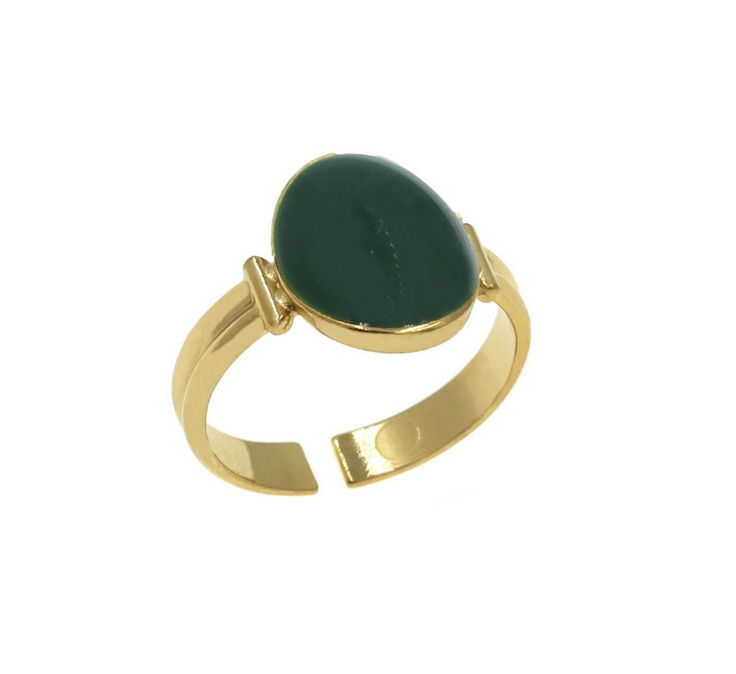 Ατσάλινο δαχτυλίδι με κυπαρισσί σμάλτο