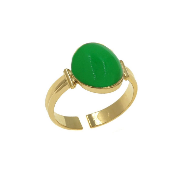 Ατσάλινο δαχτυλίδι με πράσινο σμάλτο