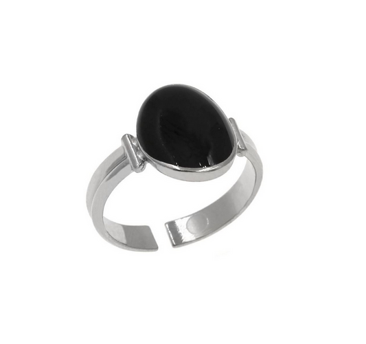 Ατσάλινο δαχτυλίδι με μαύρο σμάλτο