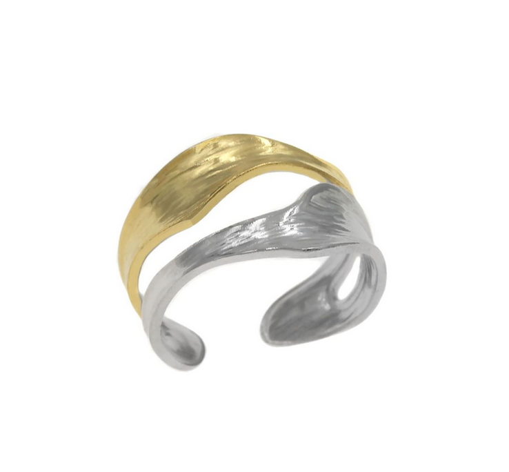 Ατσάλινο δίχρωμο δαχτυλίδι σαγρέ