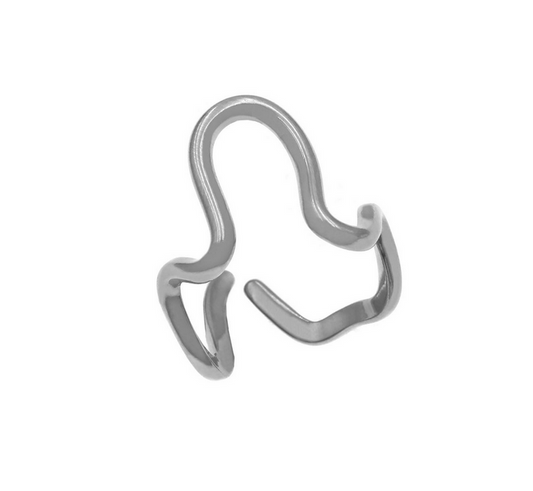 Ατσάλινο καμπυλωτό δαχτυλίδι ασημί